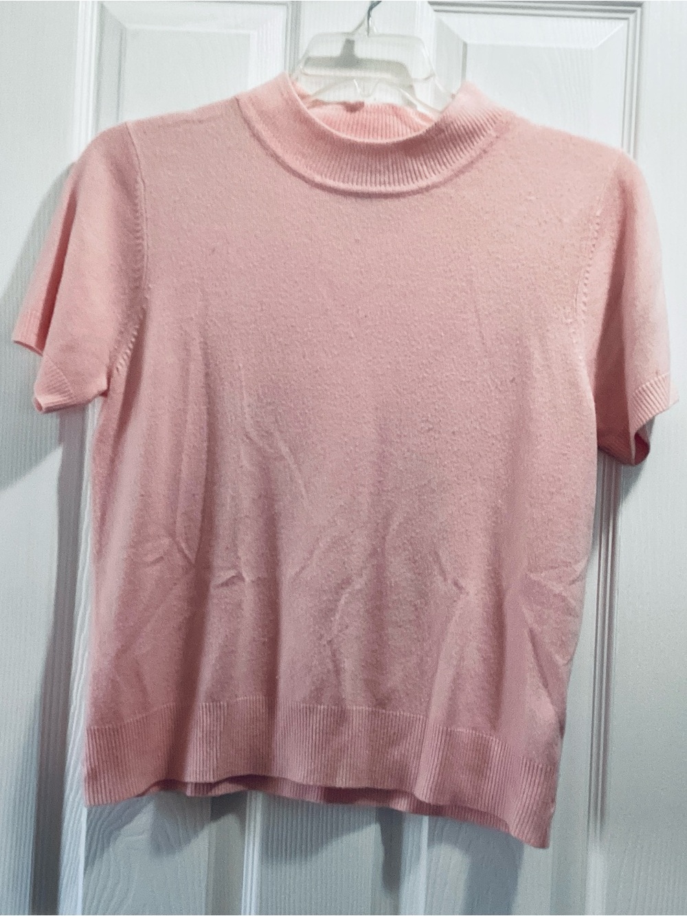Sag Harbor Light Pink Short Sleeve Mock Neck Top